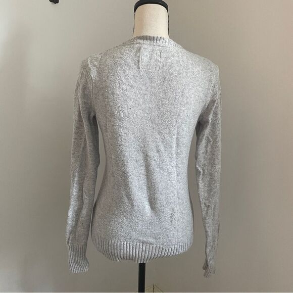 H&M Crew Neck Sweater size Small Gray Deer Knit Preppy Reindeer Jumper - Picture 5 of 11